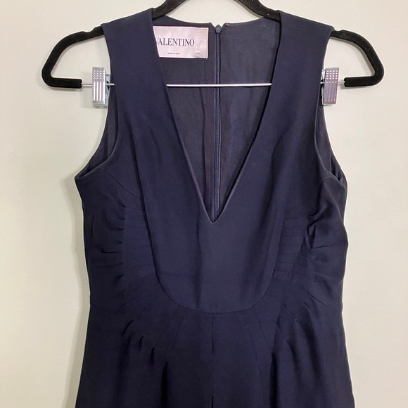 Valentino 100% silk navy midi dress size 4 - Picture 7 of 17